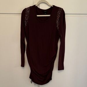 EUC Ann Taylor Purple Sequin Knit Tshirt Long Sleeve Top Dress Tunic